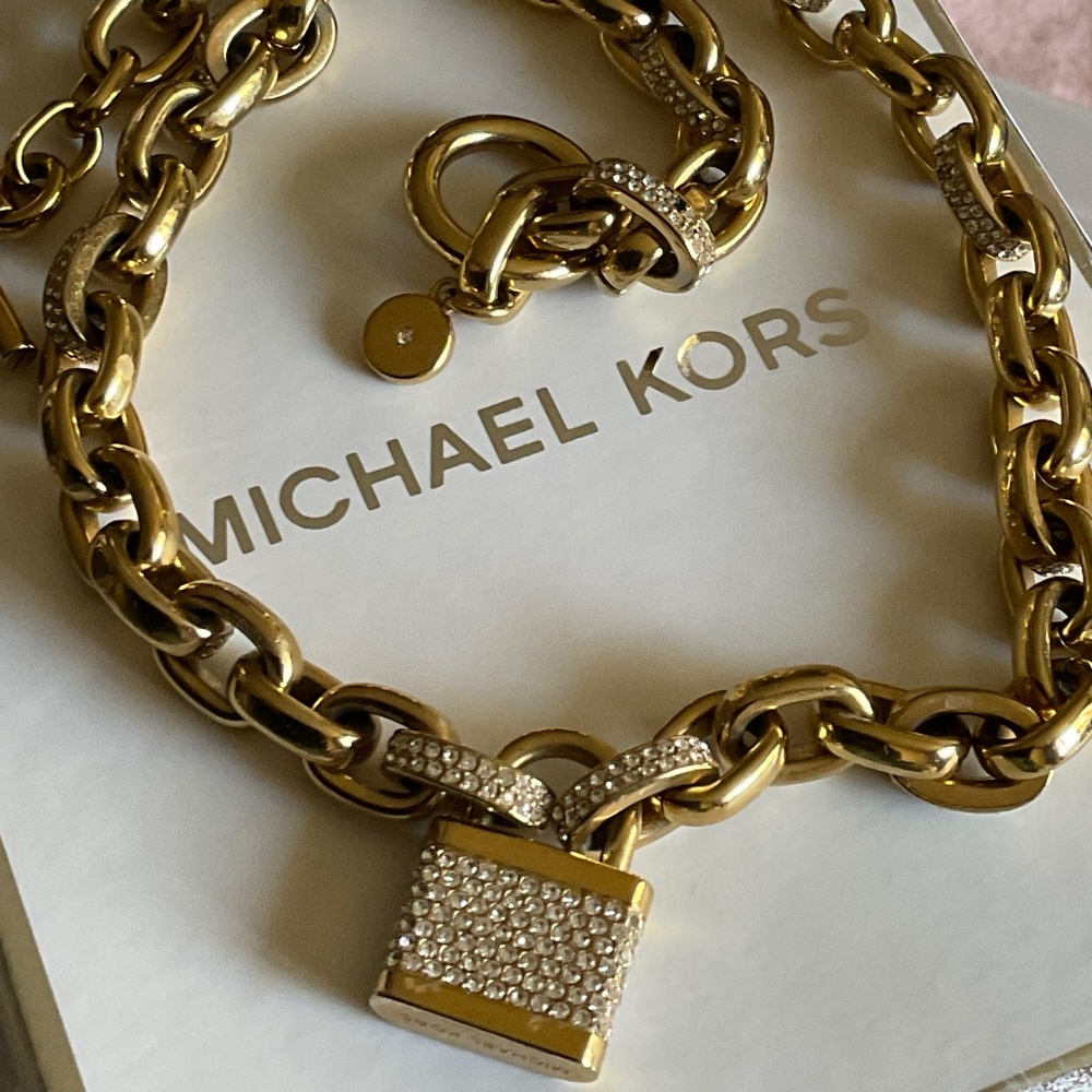 Michael Kors gold lock necklace